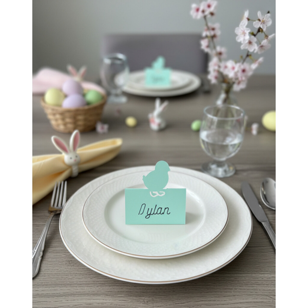 Marque-place Pâques personnalisé – Lapin, fleur ou poussin