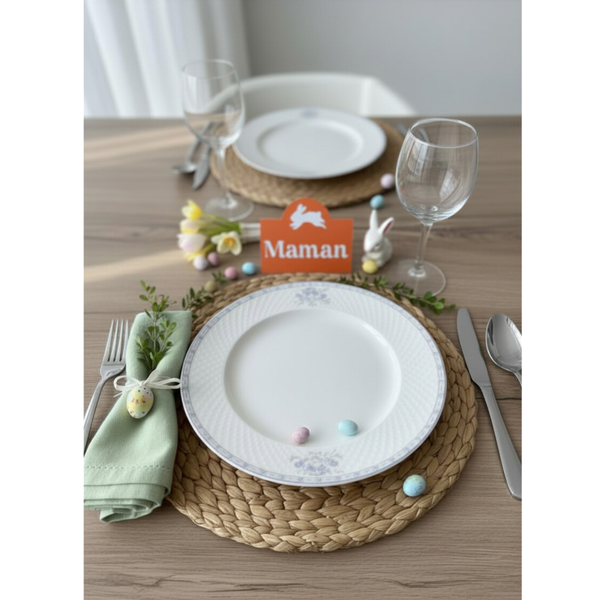 Marque-place lapin personnalisé – décoration de table Pâques