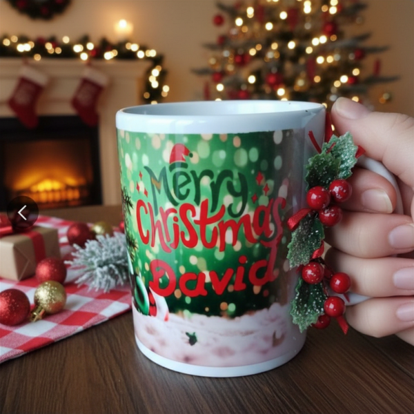 Tasse de Noël personnalisée – Mug Merry Christmas avec prénom – Mug en céramique