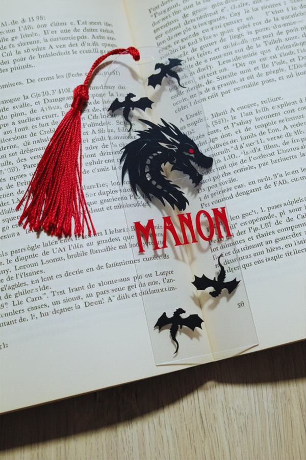 Marque-page Dragon Personnalisé – Marque page Fantaisie avec Prénom – Accessoire Lecture