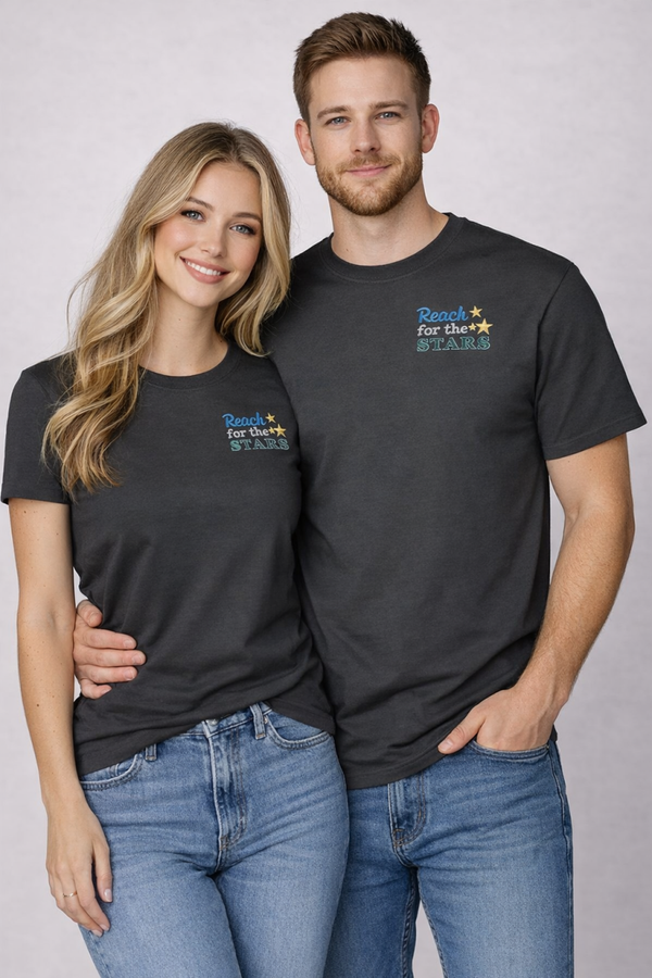 T-shirt Reach for the Stars 100% coton – Style inspirant & confort quotidien
