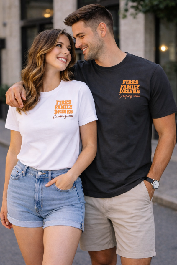 T-shirt Fires Family Drinks – T-shirt coton camping lifestyle