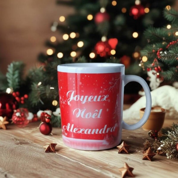 Tasse de Noël personnalisée – Mug Joyeux Noël avec prénom – Tasse renne en céramique