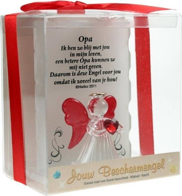 Glazen beschermengel met tekst