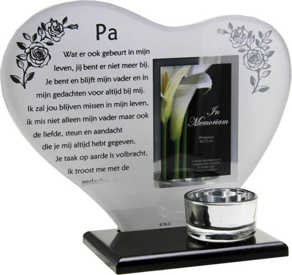 Waxinelichthouder met glazen hart