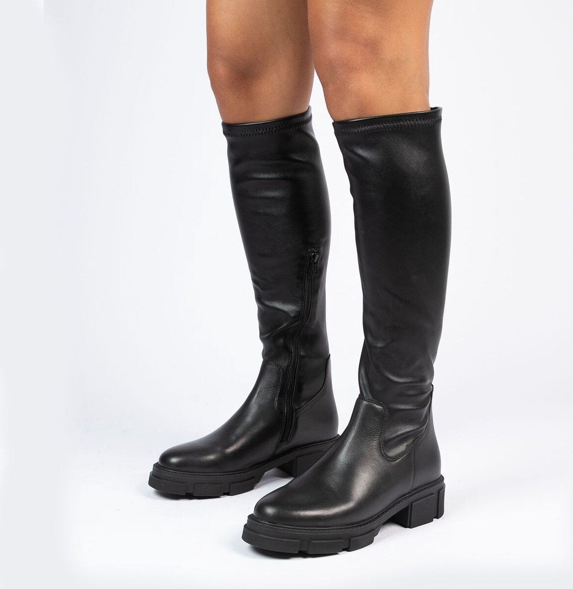 Manfield dames hoge laarzen met stretch - 39