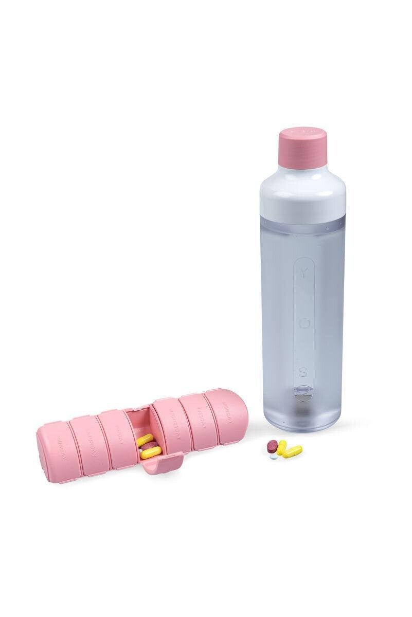 YOS Bottle – Waterfles met 7-vaks Pillendoos