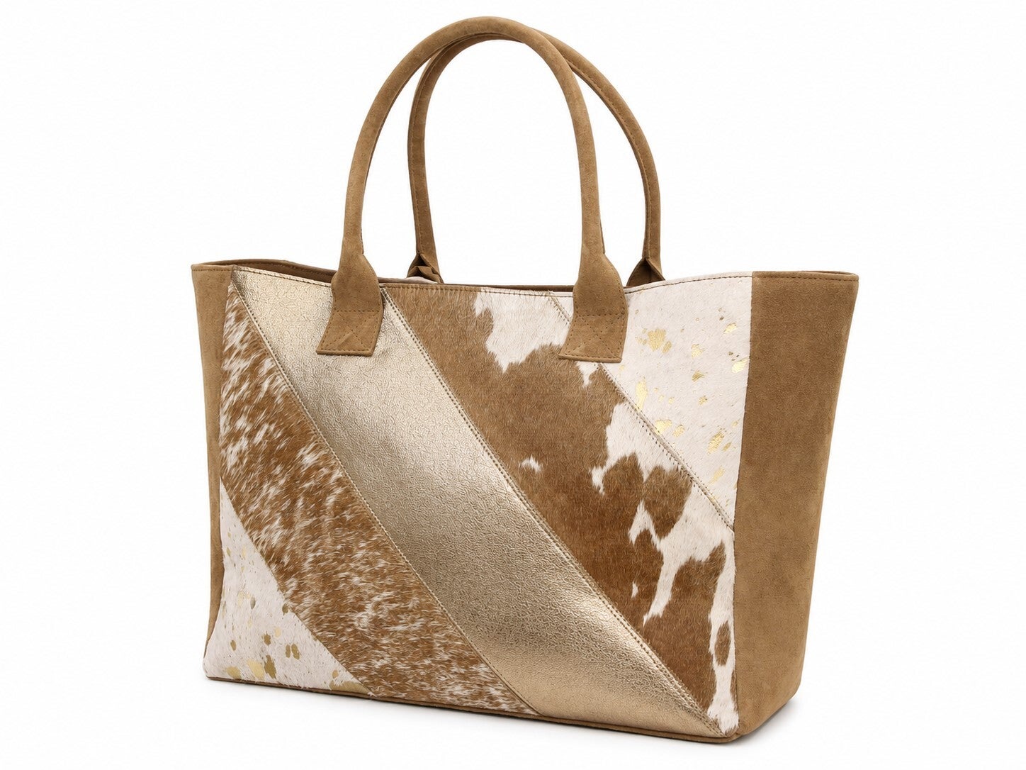 SIENA – Suède Shopper met Kalfshaarleder