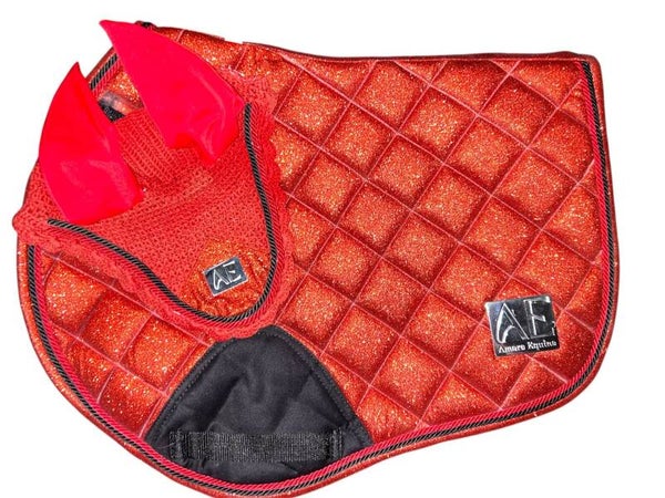 Red glitter saddle pad set