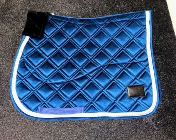 Royal blue faux fur lined saddle pad set