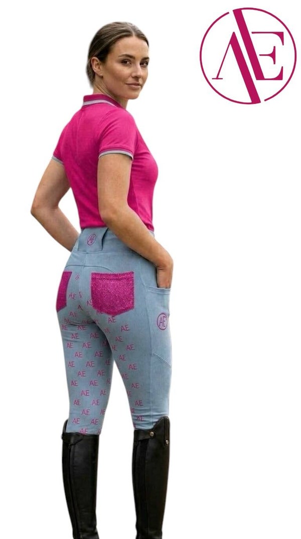 Kids denim riding tights