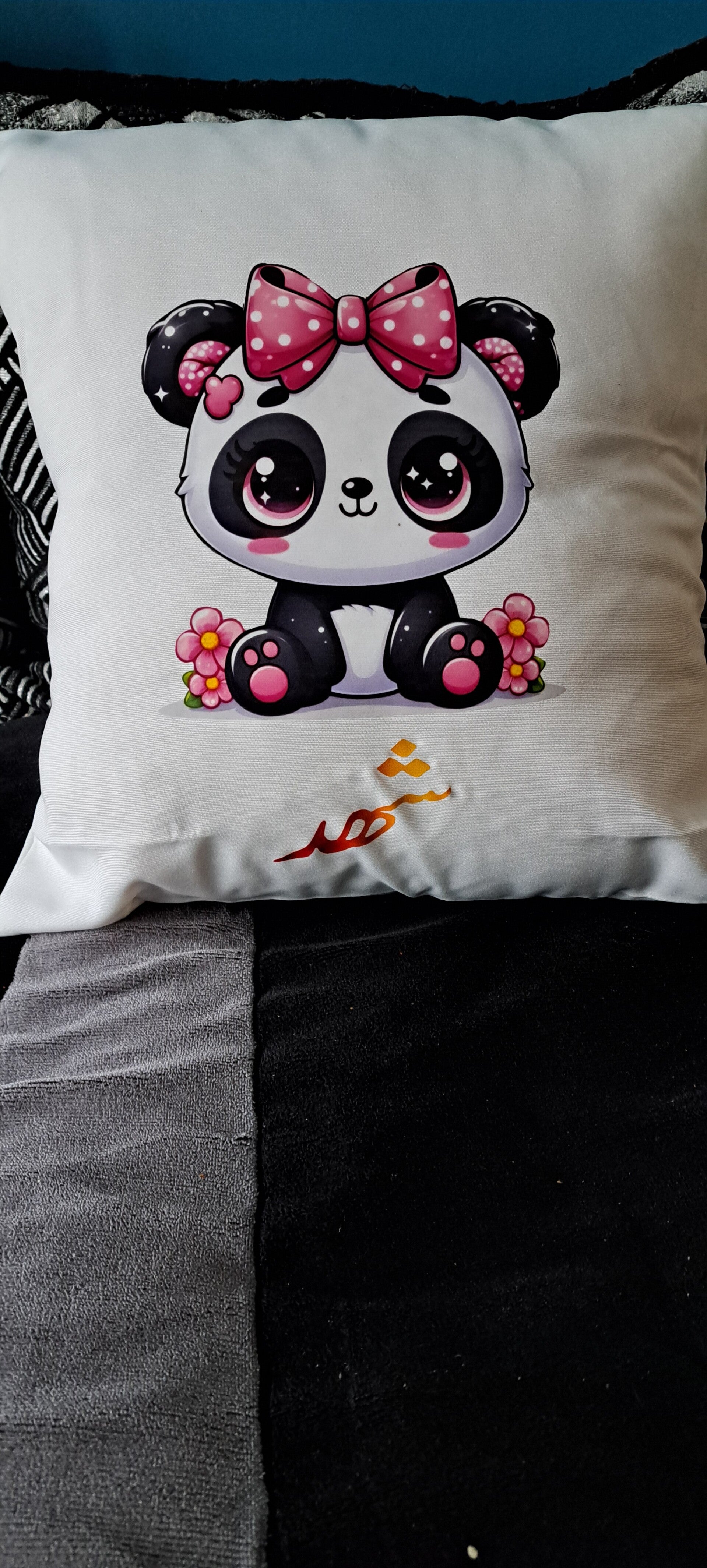 geboortekussen meisjes panda met naam