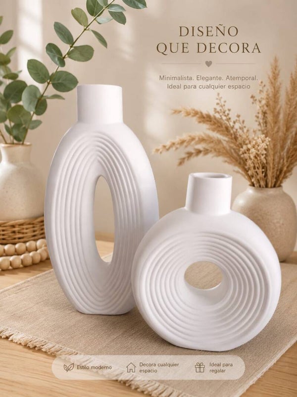 Conjunto de jarrones minimalistas (grande 30cm, pequeño 24cm)