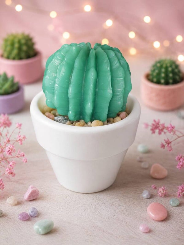 Mini maceta con cactus de cera
