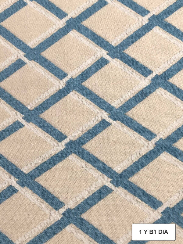 One Yard  Upholstery Fabric Diamonnd 1-1bc WHITE blue