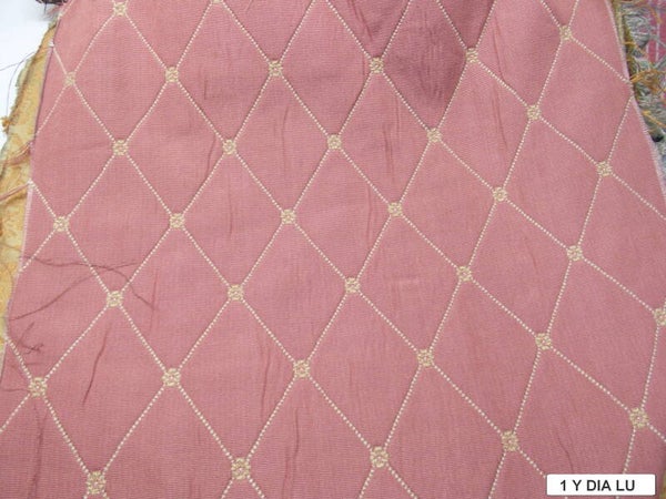 1- 6b ONE YARD UPHOLSTERY Diamond  Fabric Pink and Beige