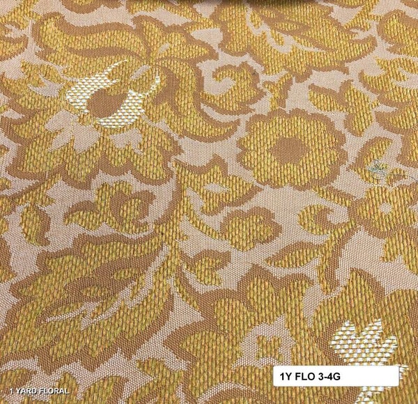 3-4gd Vintage, gold floral, embossed, upholstery fabric