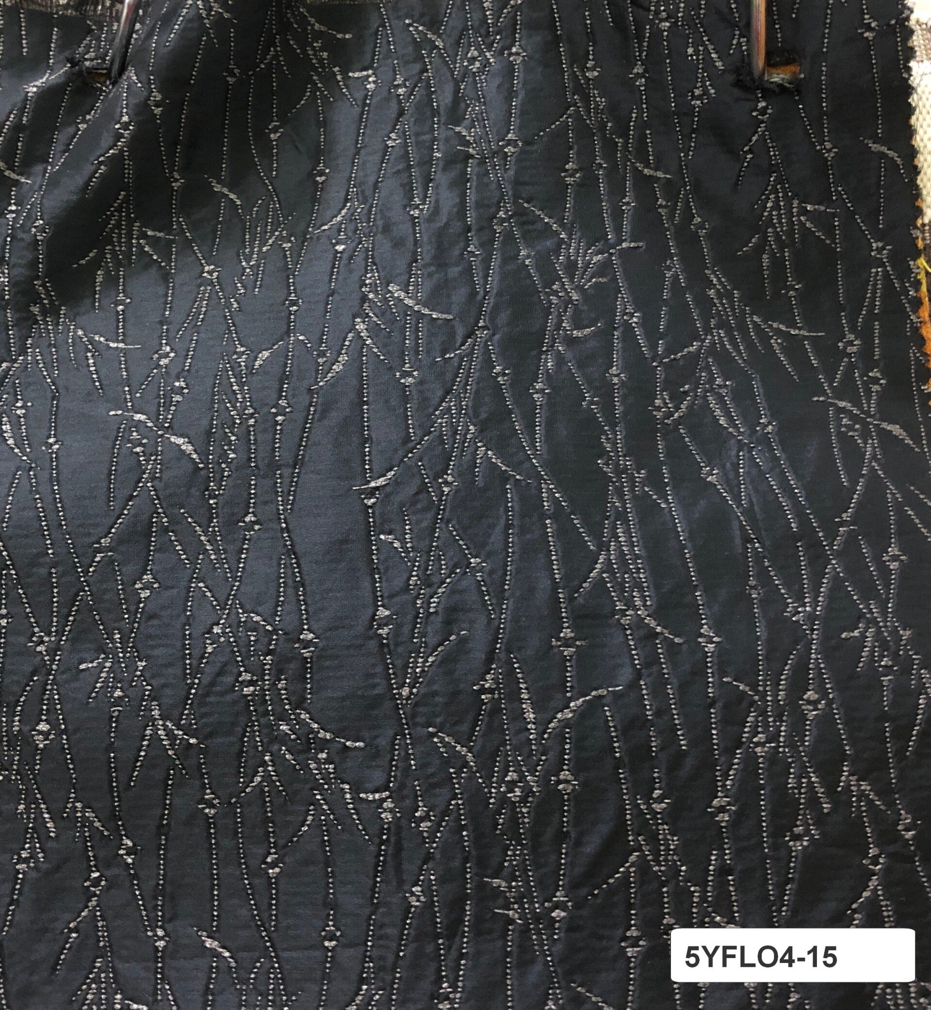 5 yards floral 4-15 black satin(?)