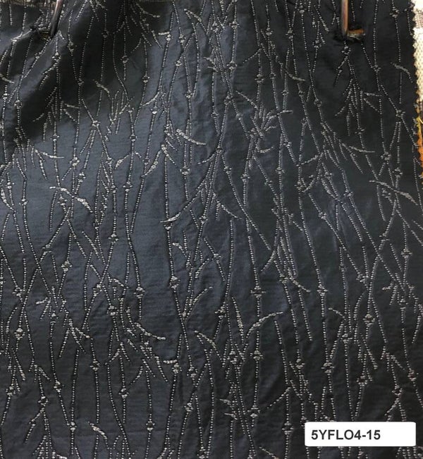 5 yards floral 4-15 black satin(?)
