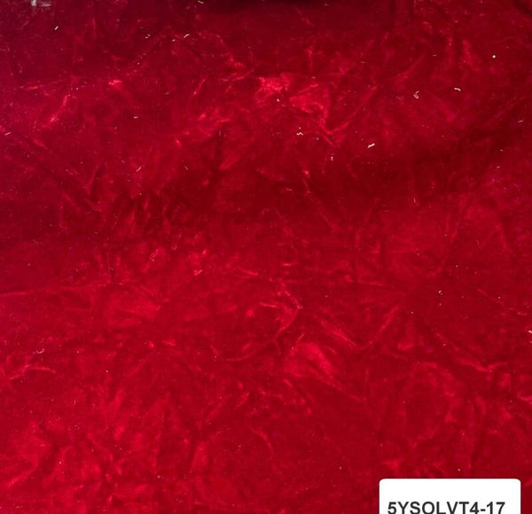 5 yards Solid Plain 4-17 red crushed velvet