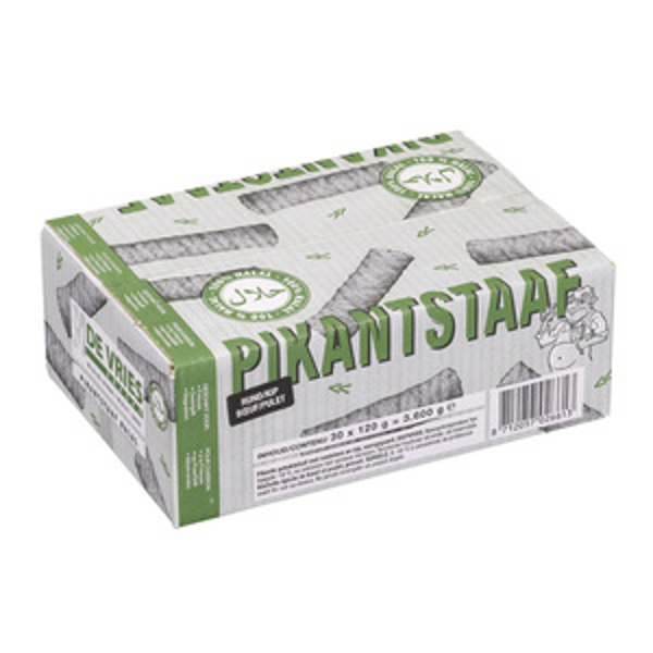 De Vries Pikantstaaf Rund/kip Halal 30x120g
