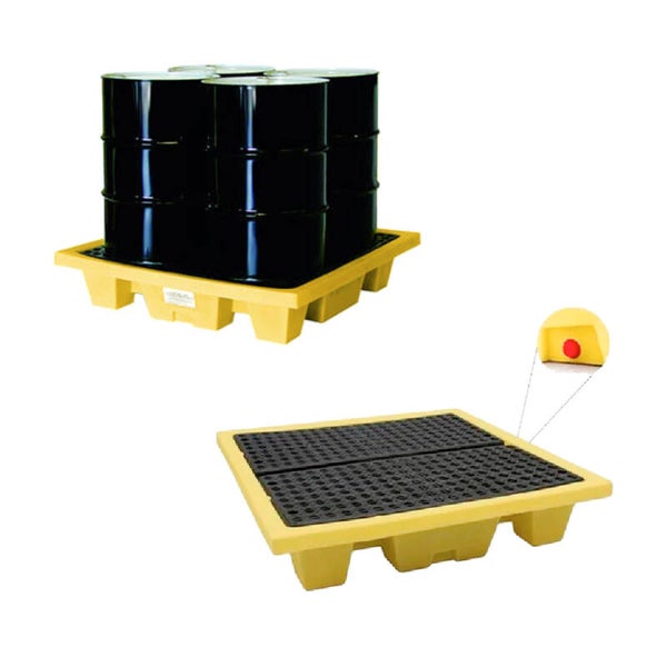 Tarima contenedora para 4 tambos