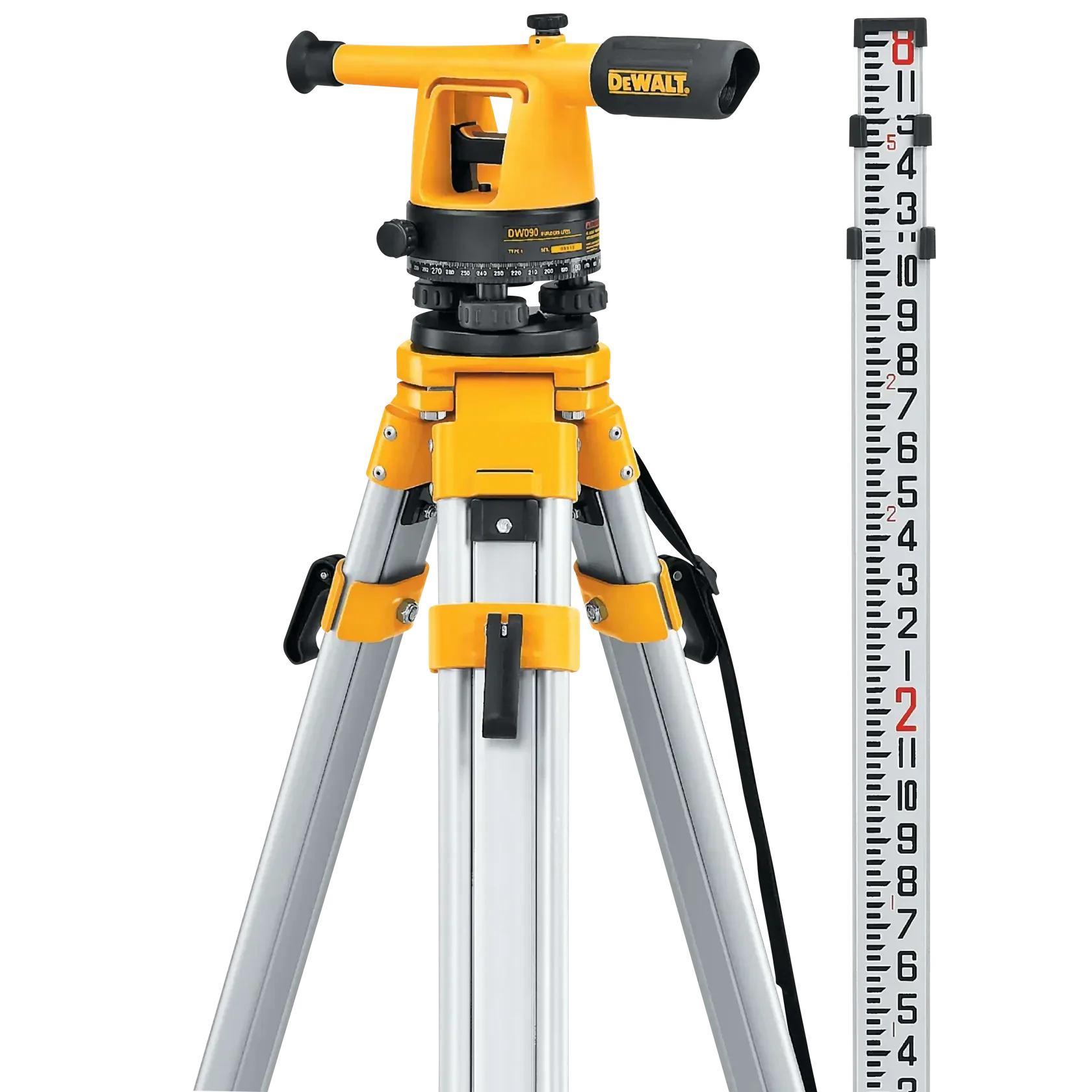DEWALT® Nivel de Tránsito, Herramienta de Topografía con Trípode y Mira, Magnificación 20x