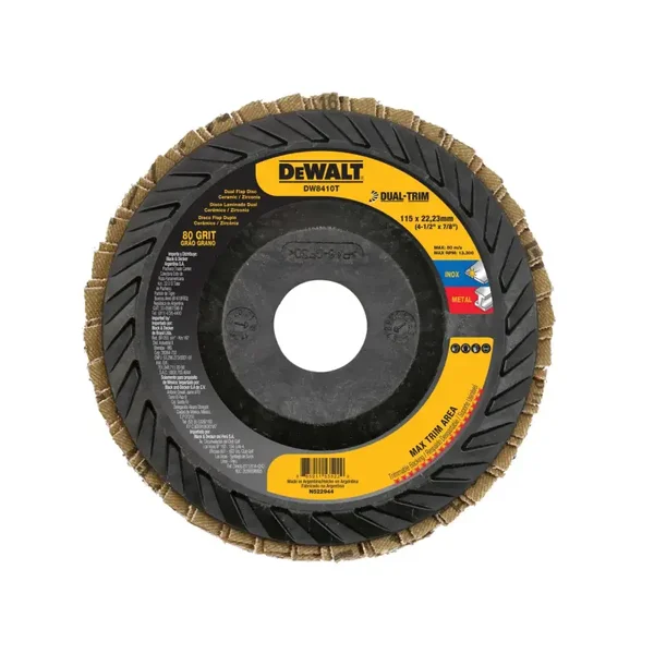 DEWALT® Disco Laminado de Zirconia de Granos Cerámicos de 4-1/2" (115mm) Grano 80 DUAL-TRIM
