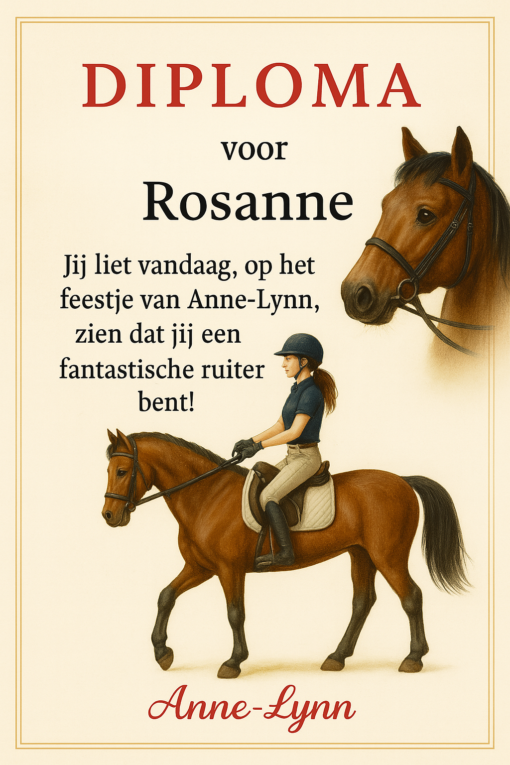 Diploma 2 paardenfeestje
