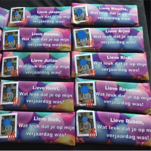 Reep chocolade met wikkel en foto