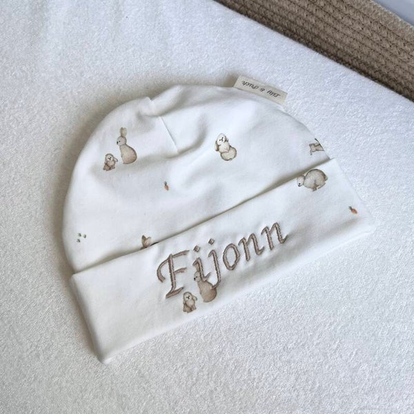 Newborn Geboorte Mutsje Gepersonaliseerd | Little Rabbits