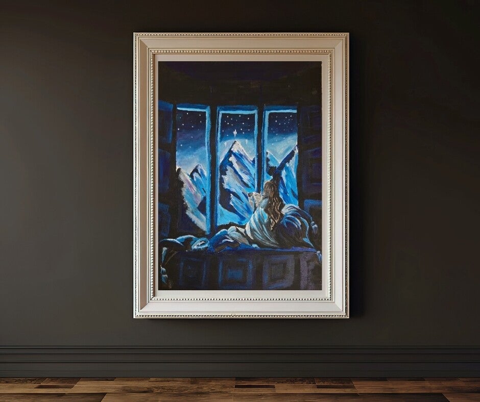 Fantasy Art Print | Moonlit Window | Celestial Wall Art | A4 Print