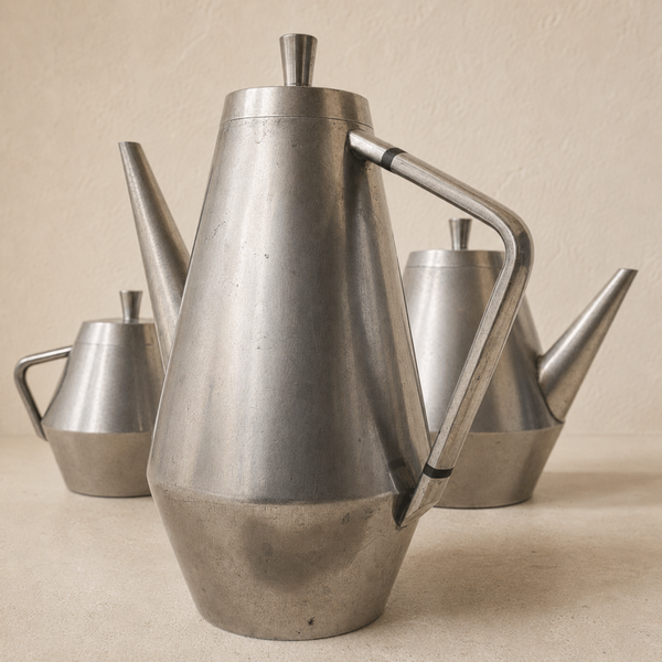 Service à café et thé en étain années 50 – ensemble vintage rétro