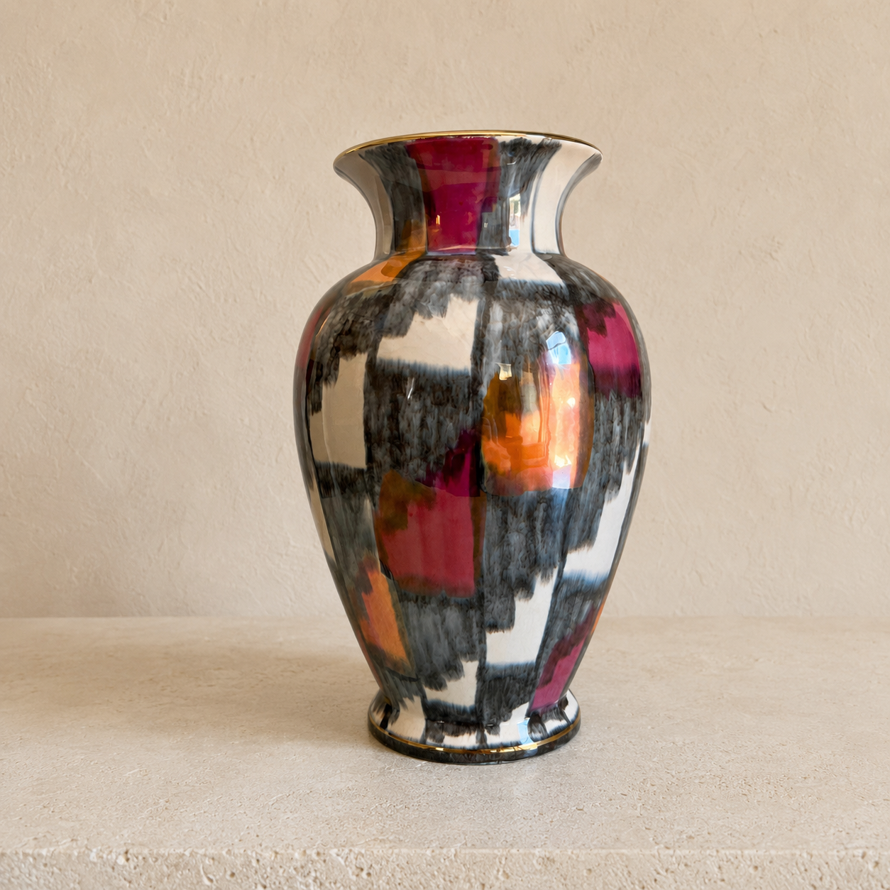 Grand vase West Germany – Céramique vintage aux lignes sculpturales