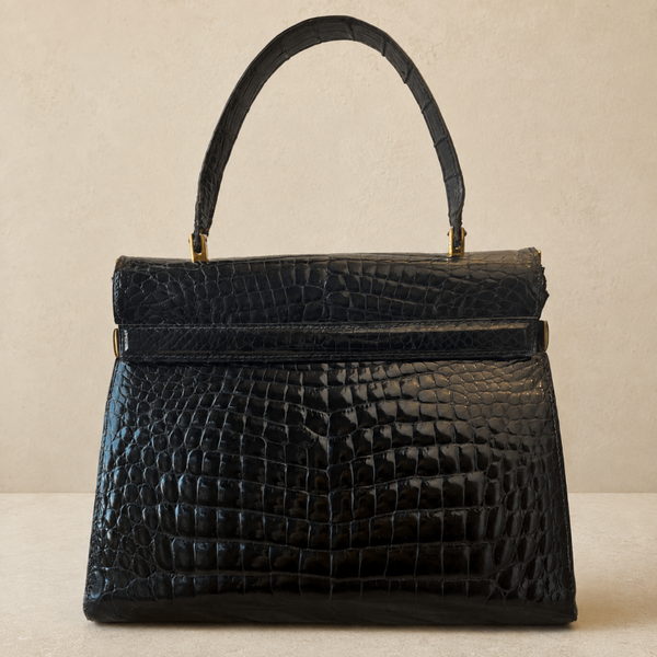 Sac à main en cuir effet croco - Vendu