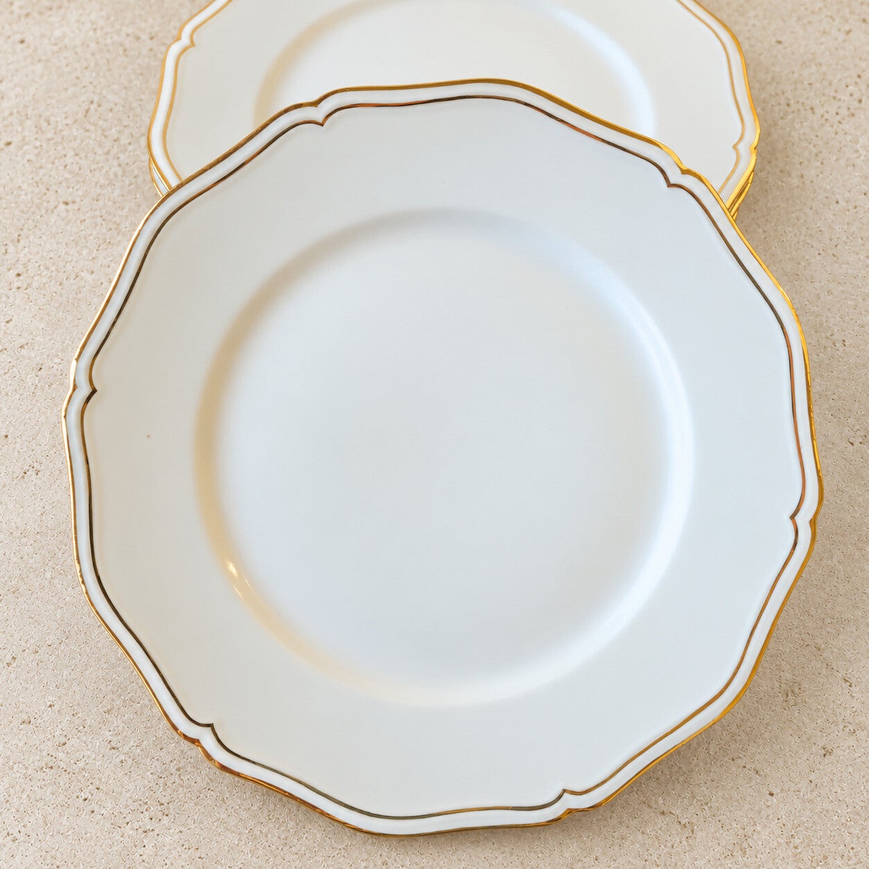 Ensemble de six assiettes plates en porcelaine – vaisselle vintage pour l’art de la table