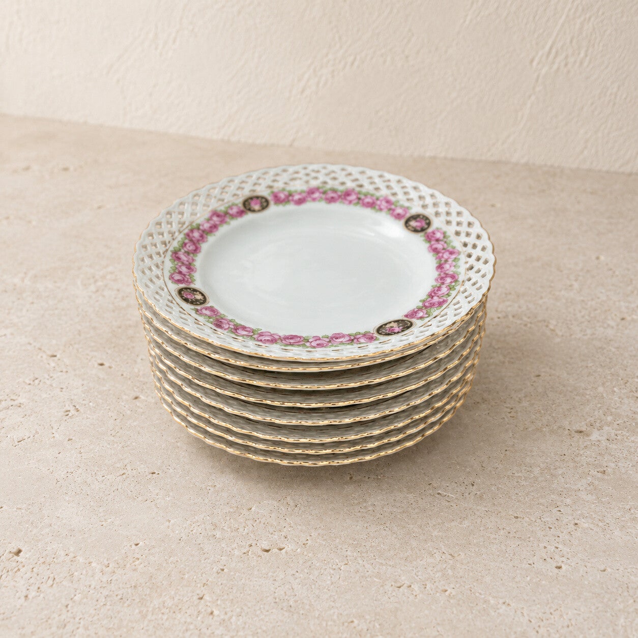 Ensemble de 8 assiettes à dessert Bavaria Schumann – porcelaine vintage