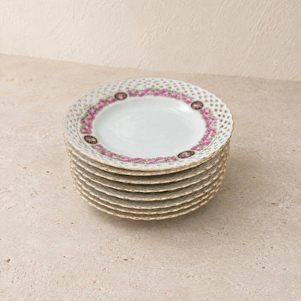 Ensemble de 8 assiettes à dessert Bavaria Schumann – porcelaine vintage