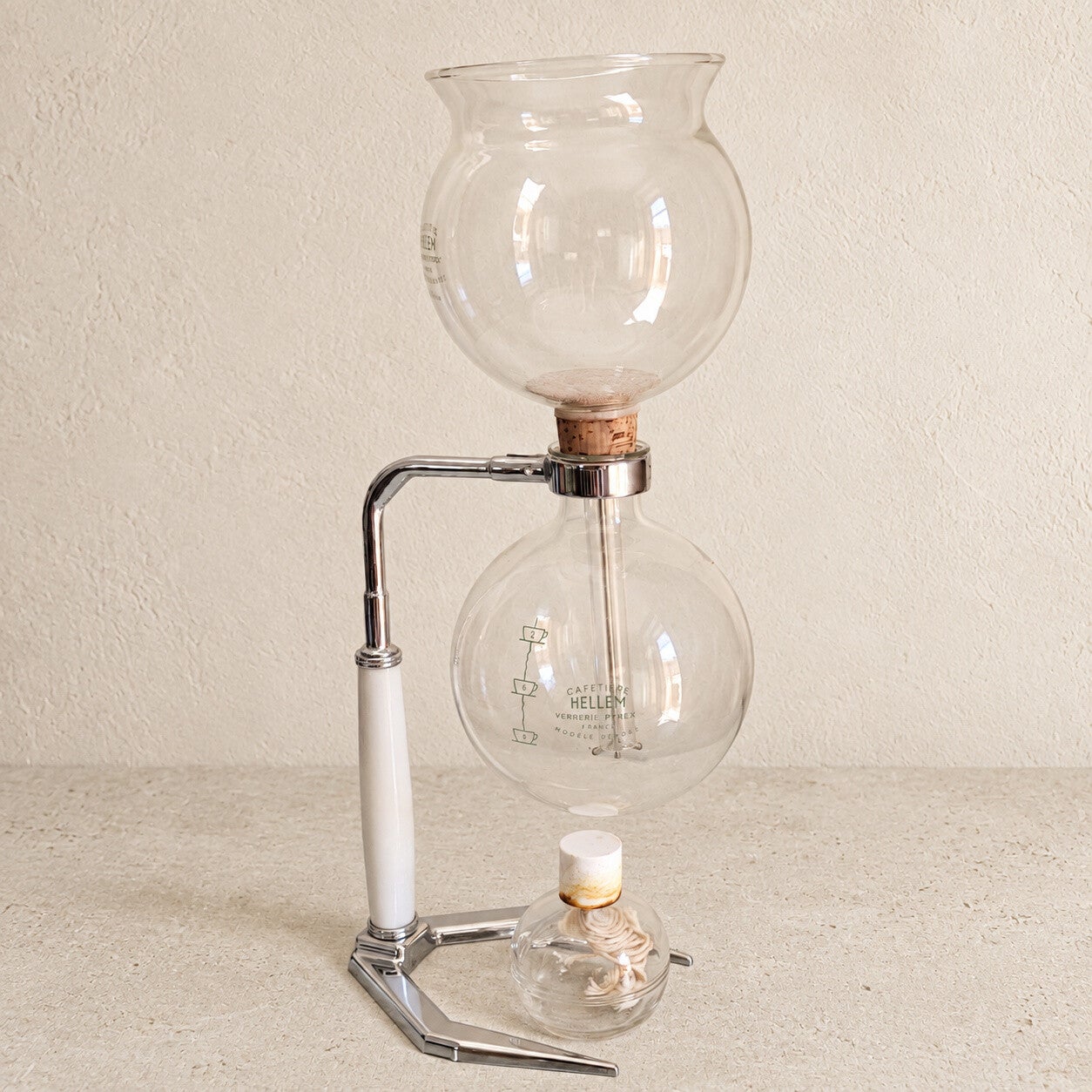 Ancienne cafetière Hellem à dépression en Pyrex – Années 1960