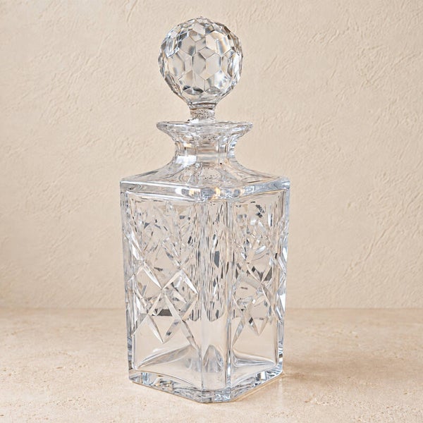 Carafe en cristal ciselé Thomas Webb – base carrée élégante