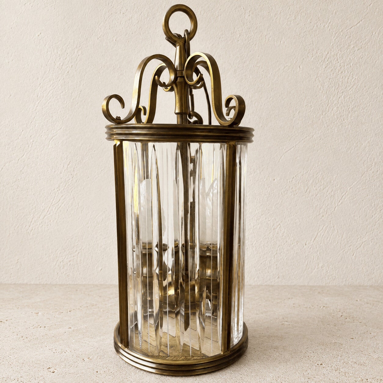Lanterne ancienne en cristal et laiton