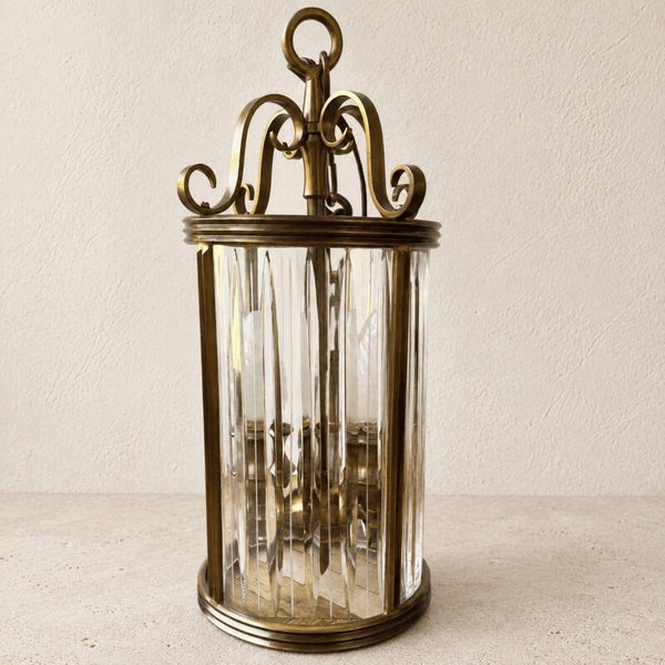 Lanterne ancienne en cristal et laiton