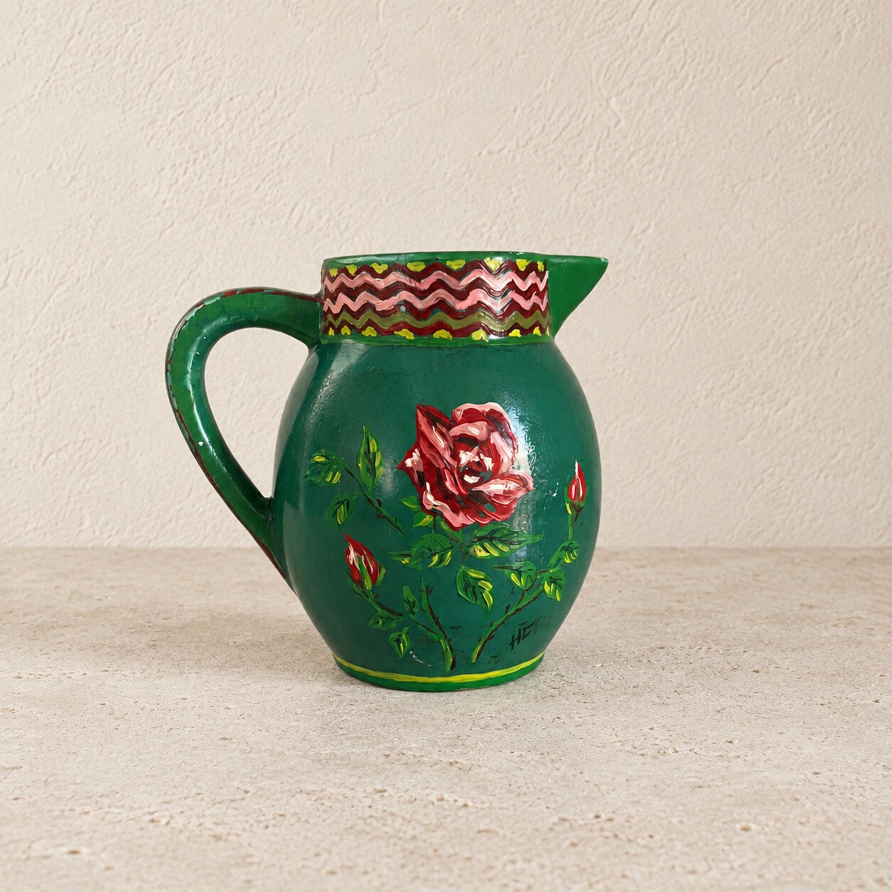 Pichet ancien à décor floral – Art populaire