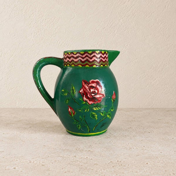 Pichet ancien à décor floral – Art populaire