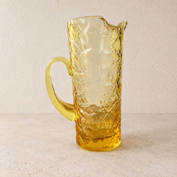 Pichet en verre vert jaune – verrerie vintage élégante