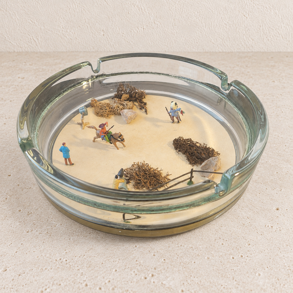 Cendrier Drouillot en verre — diorama Far West