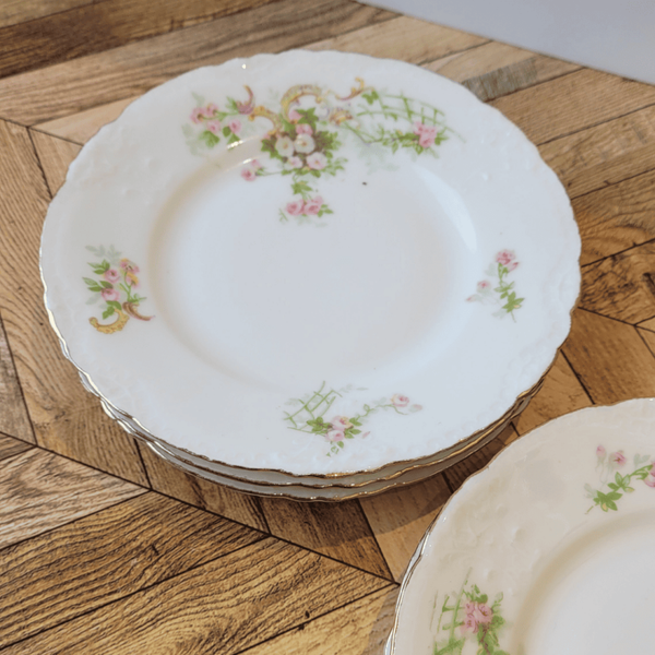 Ensemble de 6 assiettes en porcelaine à décor floral