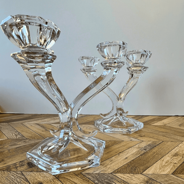 Paire de chandeliers en cristal