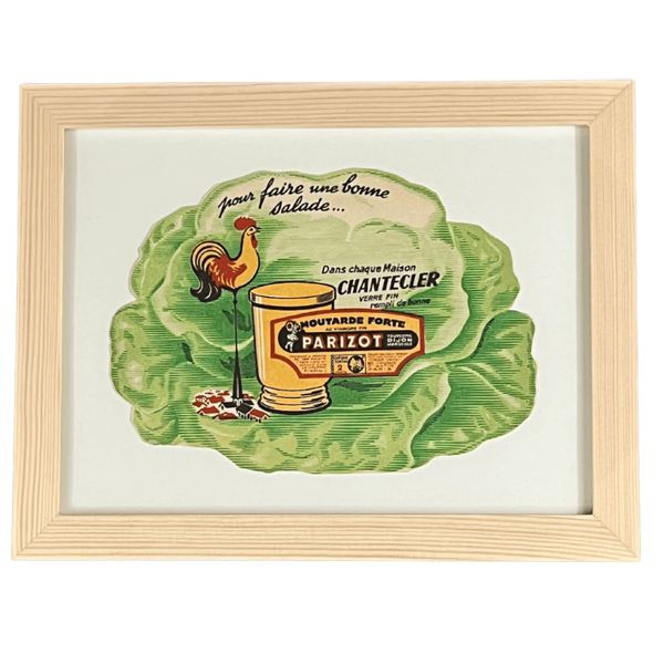 Illustration publicitaire - Verres fins Chantecler et Moutarde Parizot (années 50)