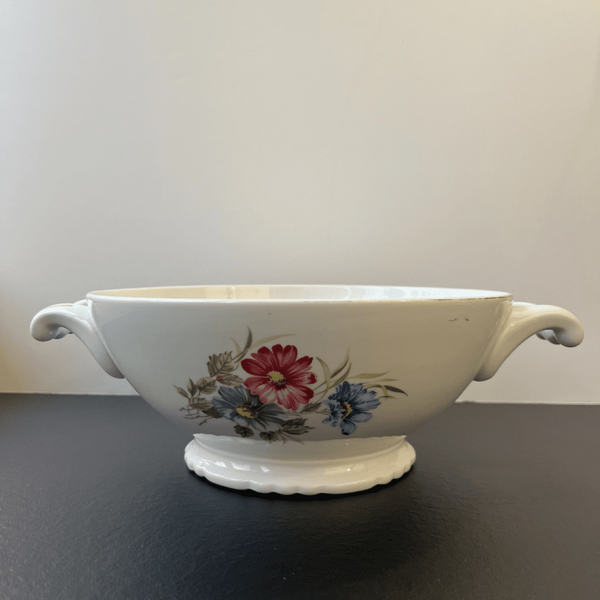 Grande coupe en porcelaine à décor floral